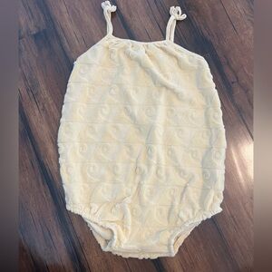 Rylee + Cru Yellow Wave Romper